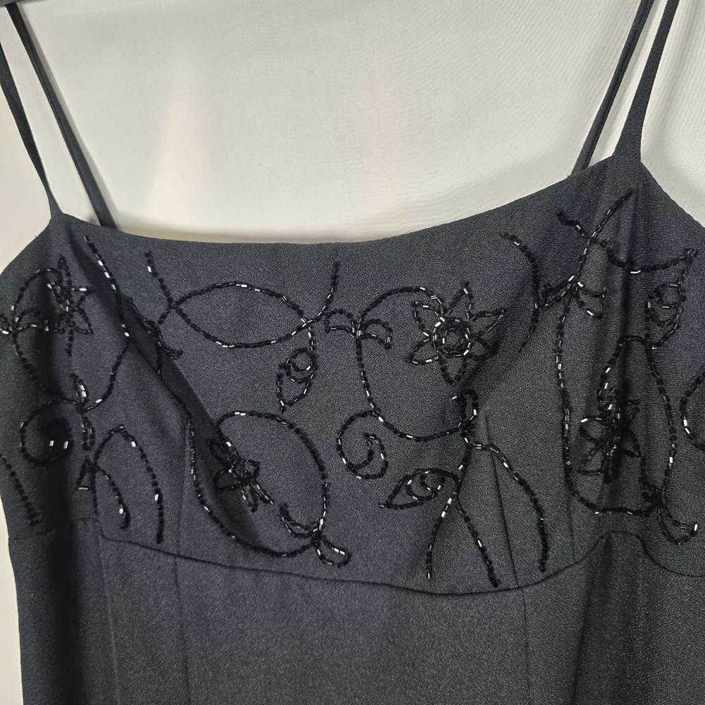 Vintage Hugo Buscati Black Mini Dress Y2K Dress Size 4P 2000s Beaded Embellish - Picture 3 of 6